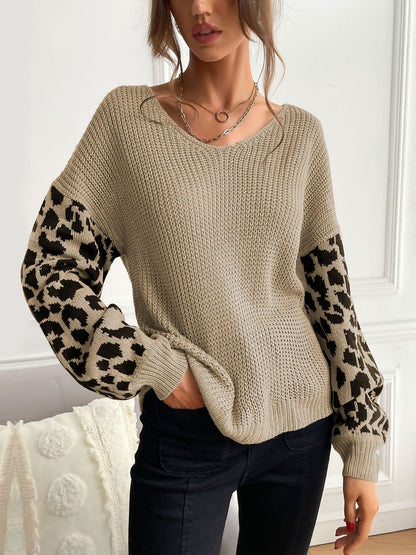 Animal Printed Pullover in Beige - Nowi Korean Fashion