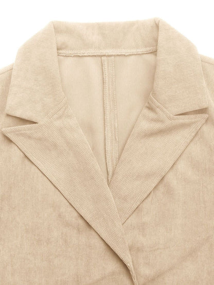 Women's Beige Comfort Fit Double-Breasted Blazer