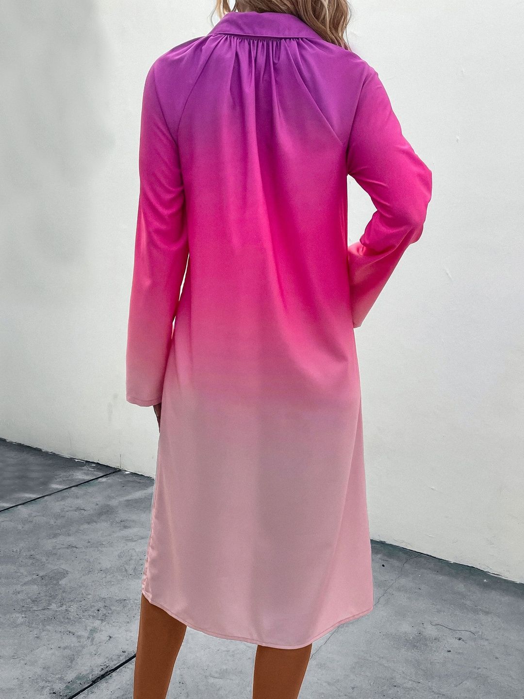 Women's Pink Nowi Dyed Shirt Midi Dress