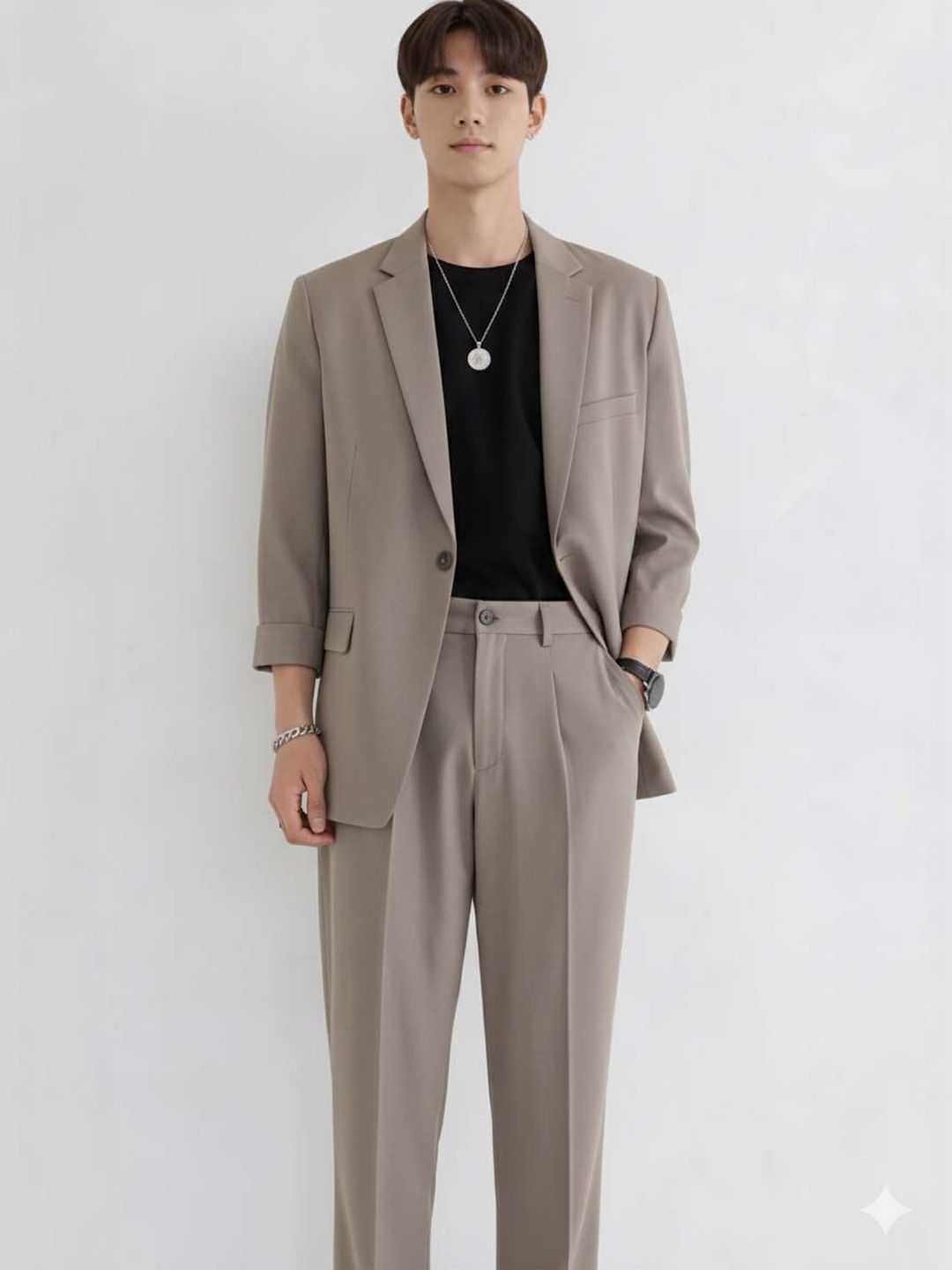 Solid Blazer with Trousers