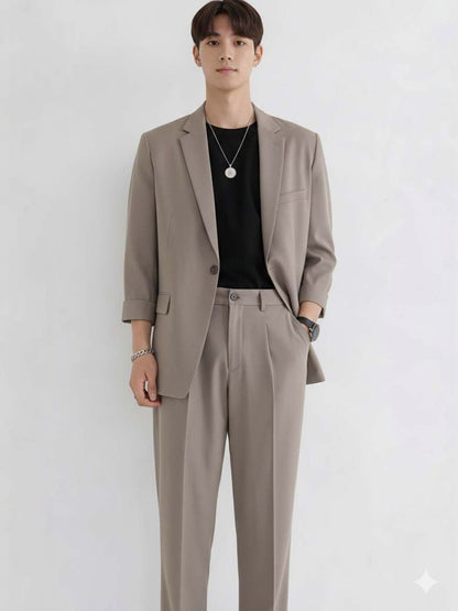 Solid Blazer with Trousers