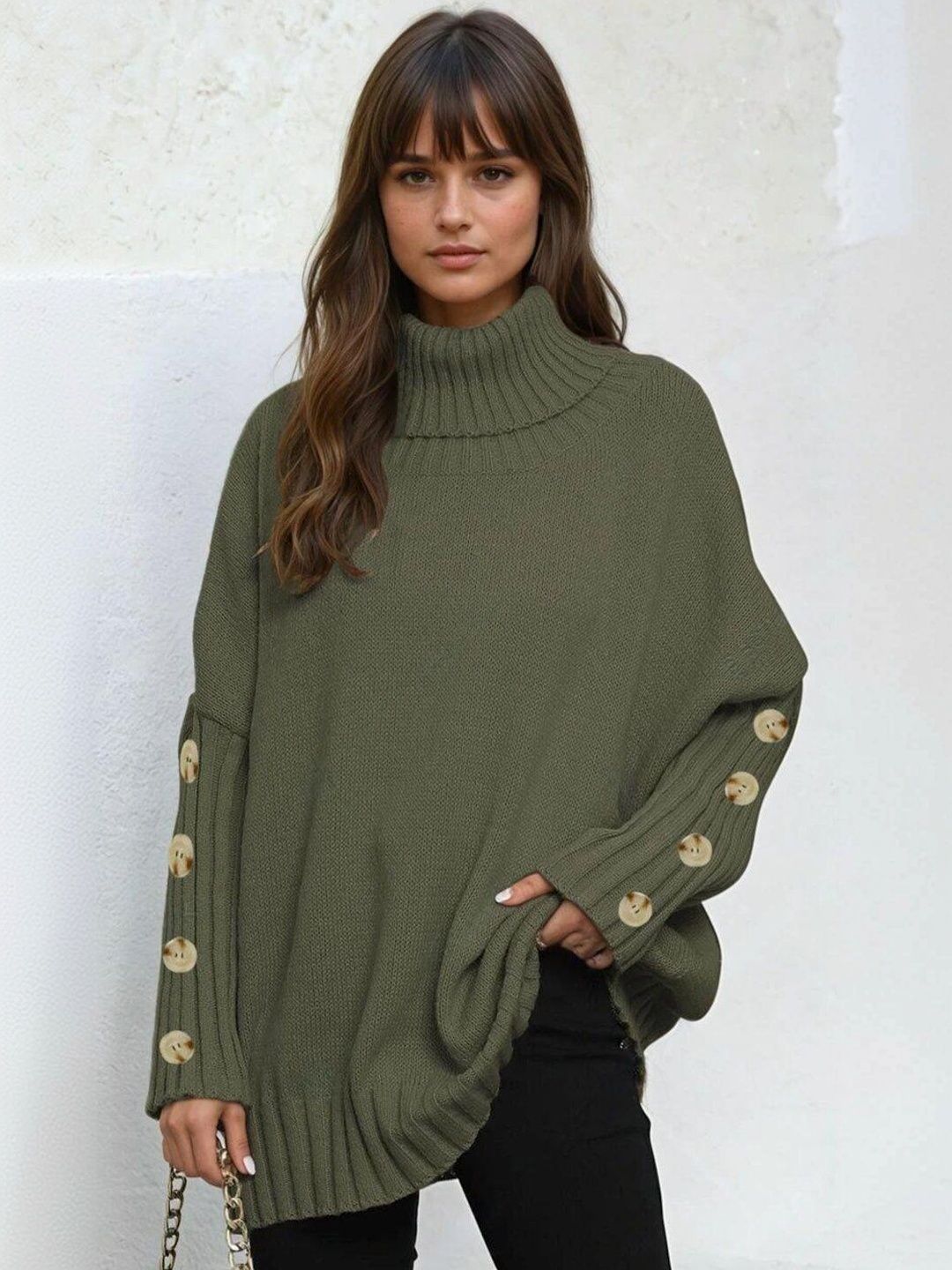 Pullover in Green acrylic - Nowi Korean Fashion