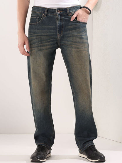 Men Regular Fit Mid-Rise Heavy Fade Jeans