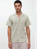 Printed Casual Shirt in Green cotton - Nowi Korean Fashion