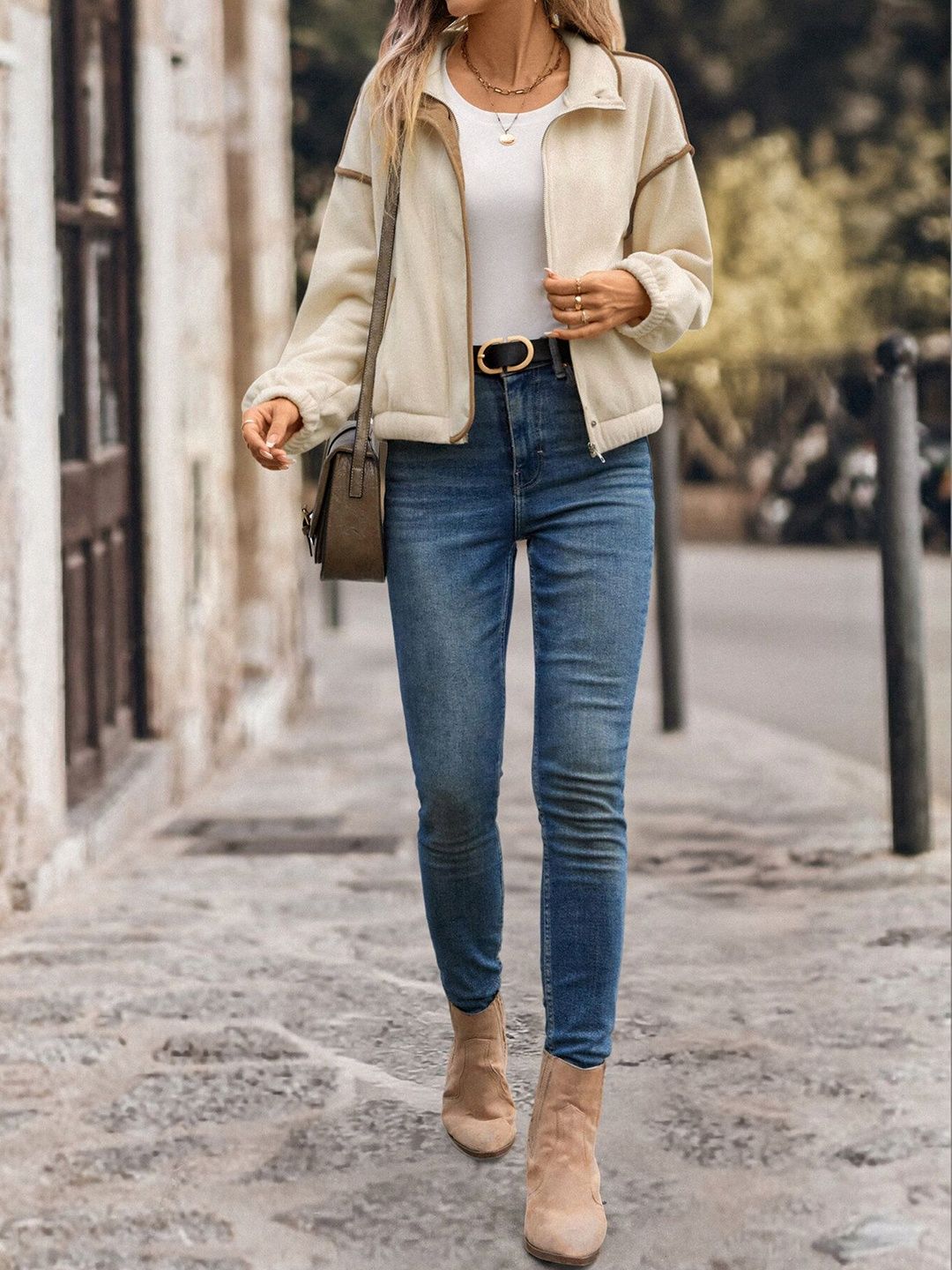 Women Fleece Lightweight Sporty Jacket