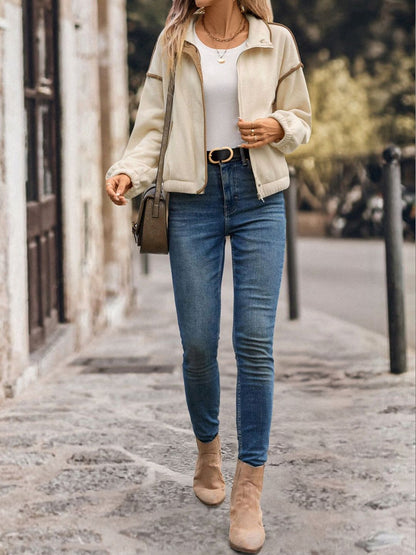 Women Fleece Lightweight Sporty Jacket