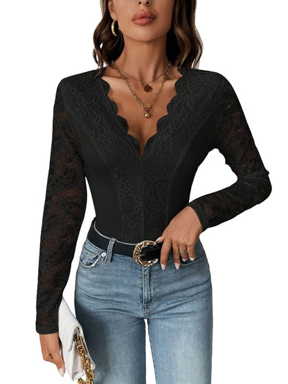Self Design V-Neck Bodysuit
