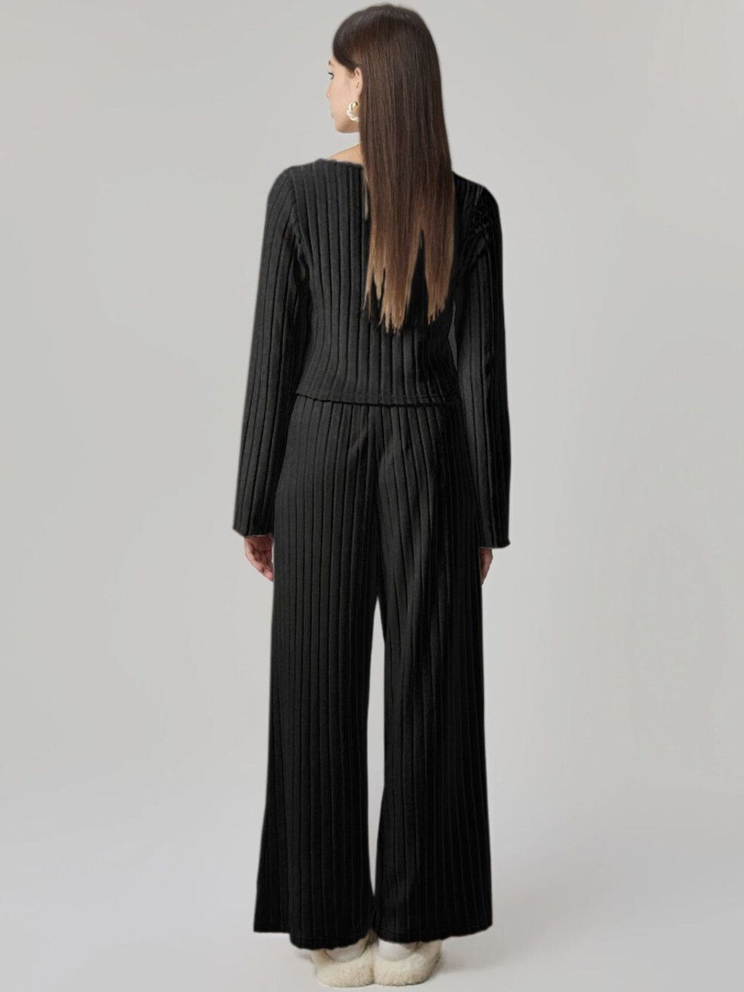 Black Striped Co-ords with Scoop Neck