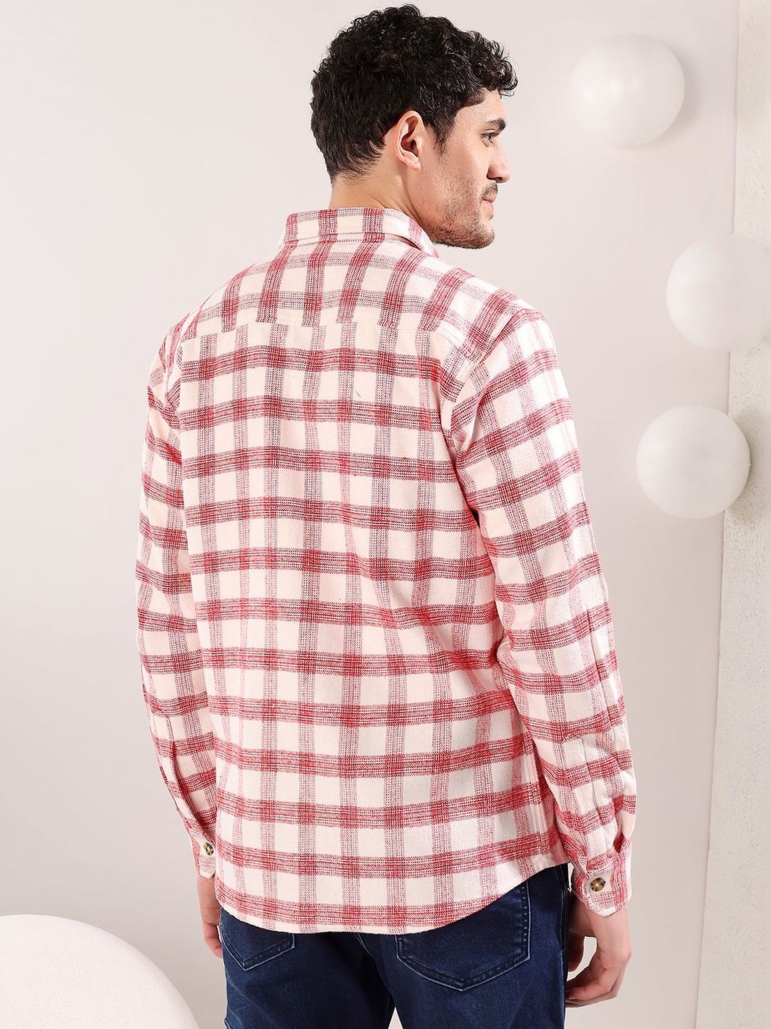 NOWI Men Checked Casual Shirt