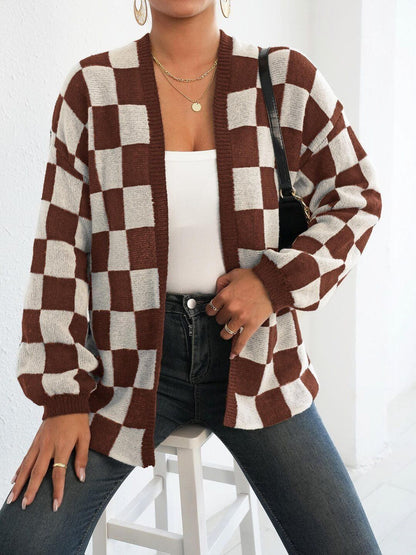 Women Checked Cardigan