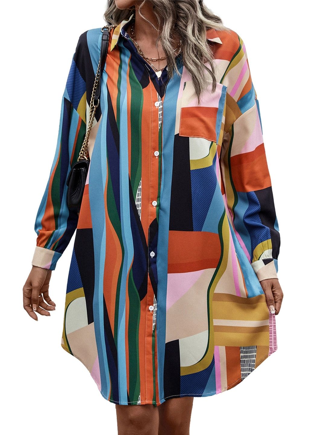 Women's Grey Nowi Print Shirt Dress