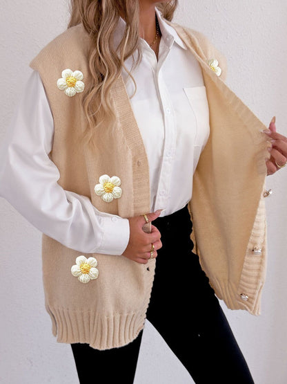 Women Sweater Vest with Applique Detail