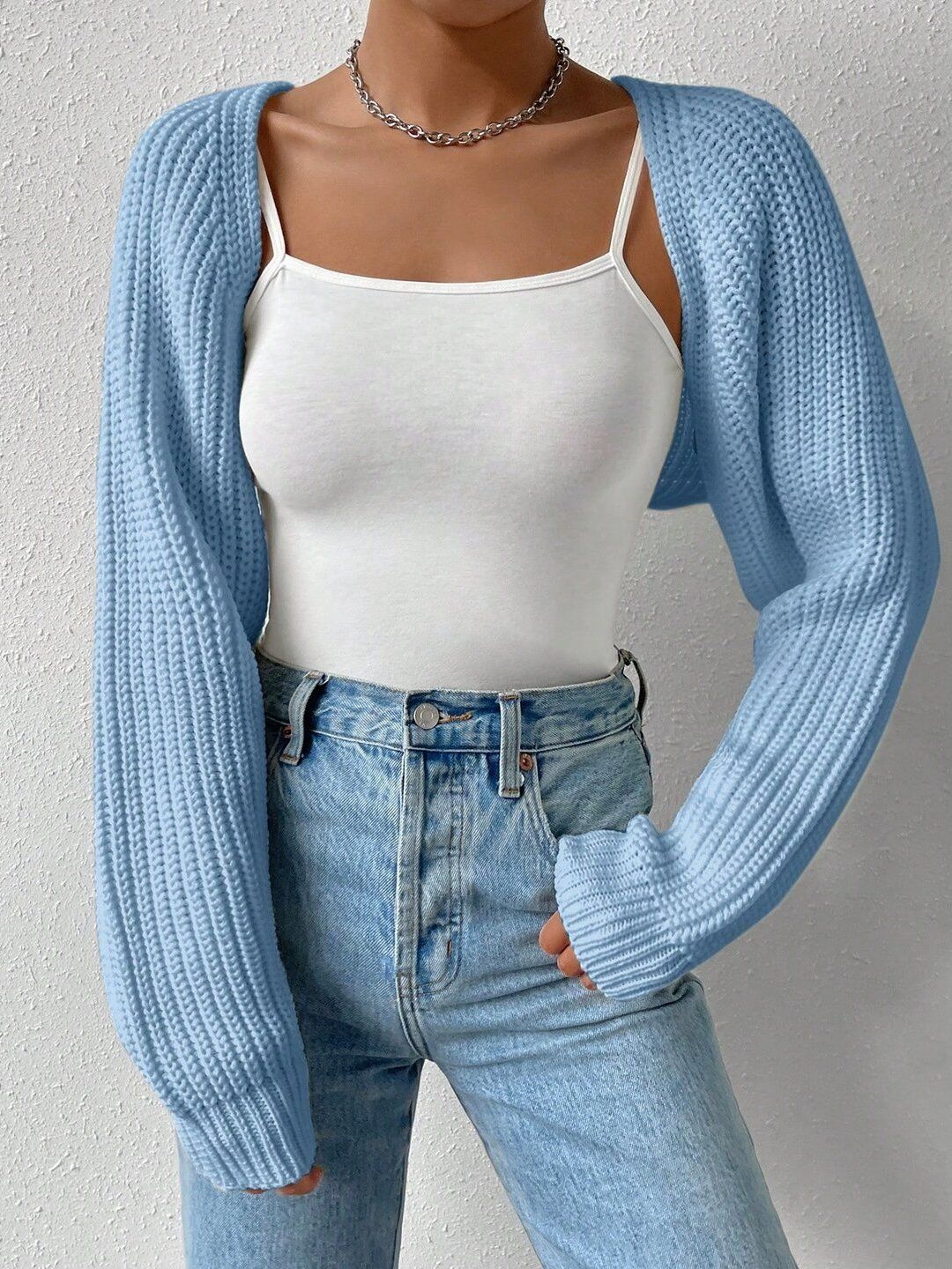 Women Ribbed Crop Cardigan