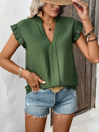 Flutter Sleeve Ruffles Cotton Top