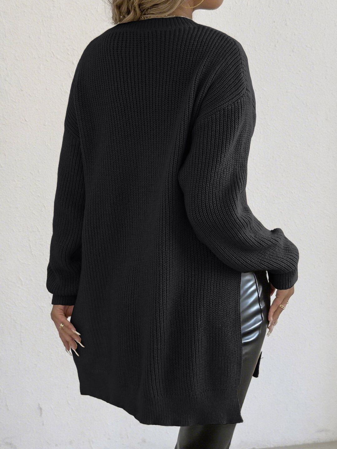 Women Ribbed Longline Pullover