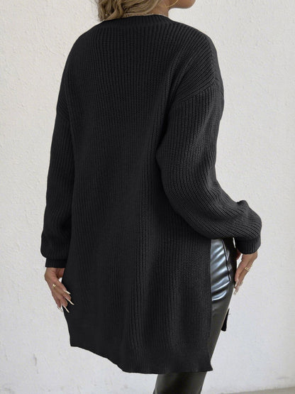 Women Ribbed Longline Pullover