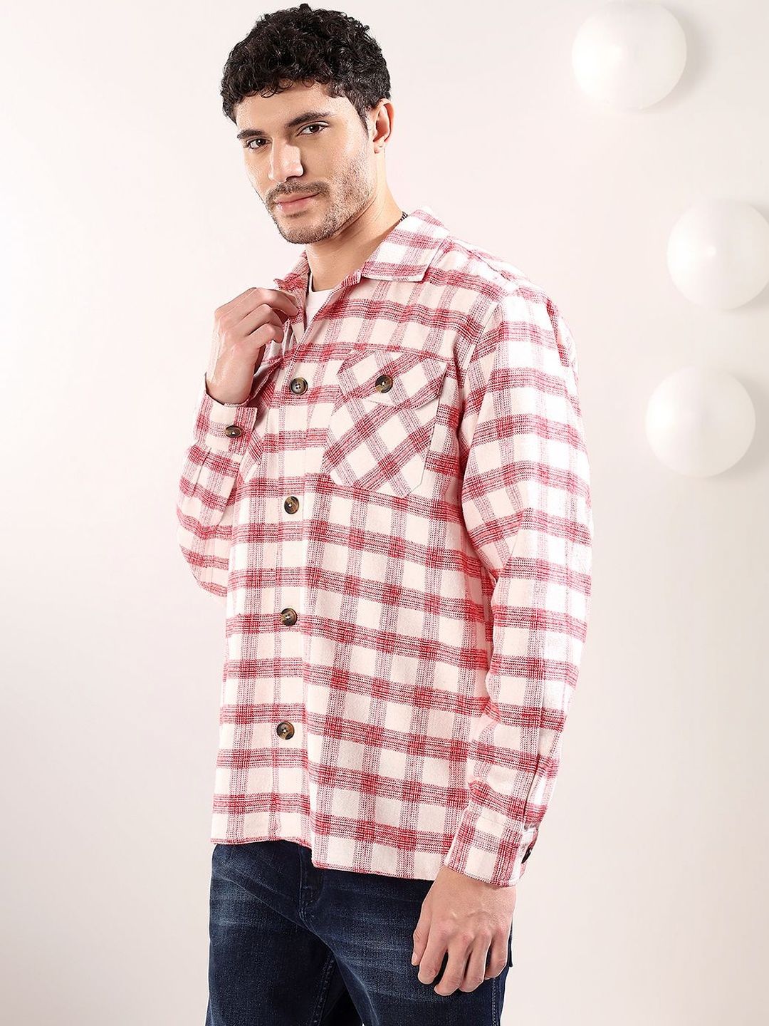 NOWI Men Checked Casual Shirt