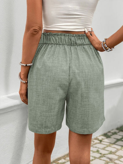 Women High-Rise Linen Fashion Shorts