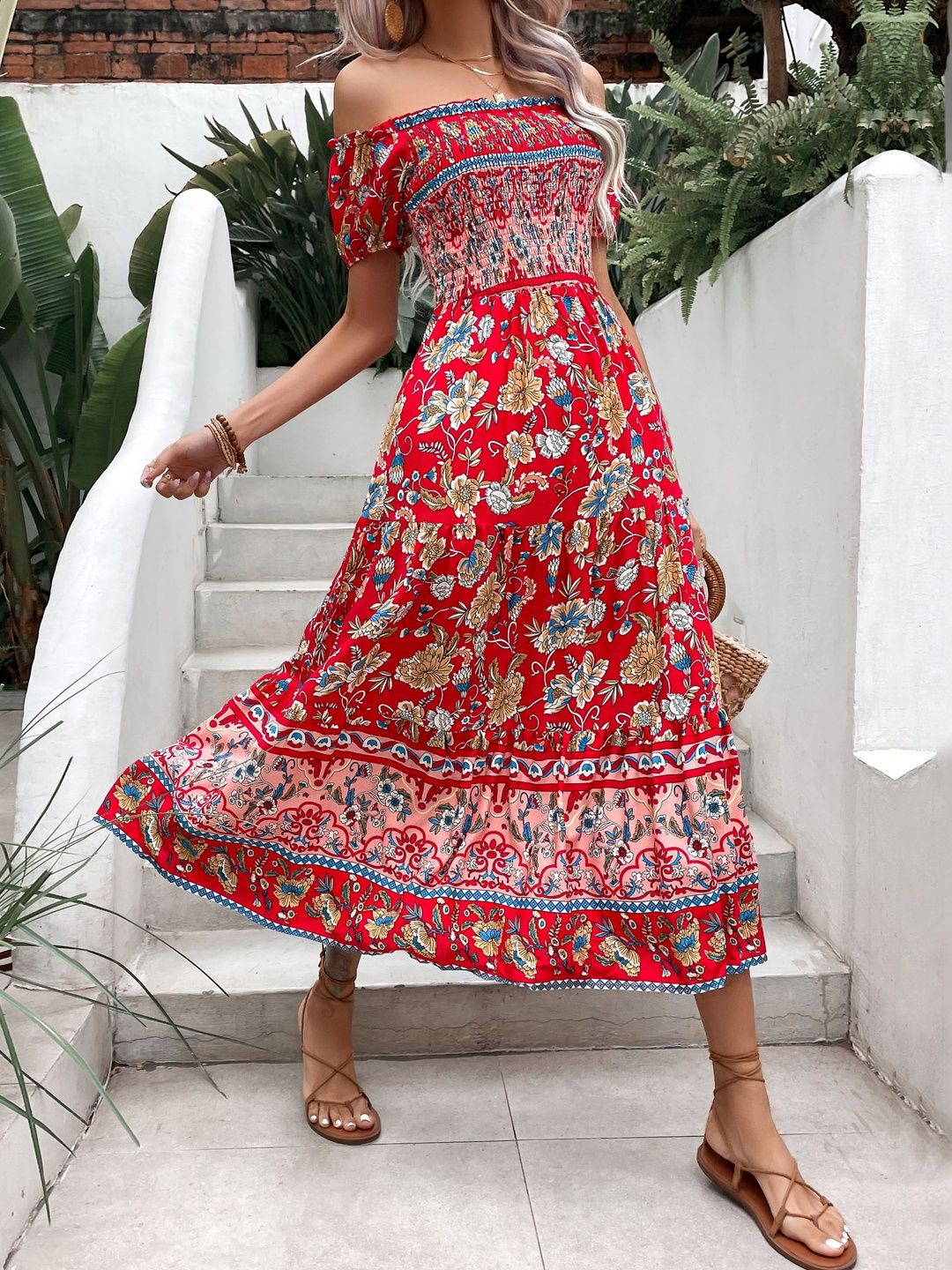 Print Fit & Flare Midi Dress