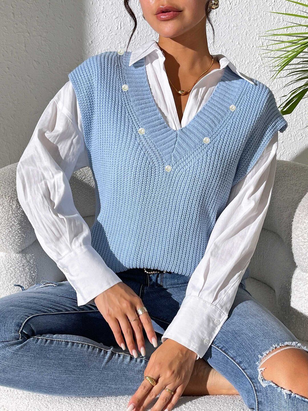 Women Ribbed Sweater Vest