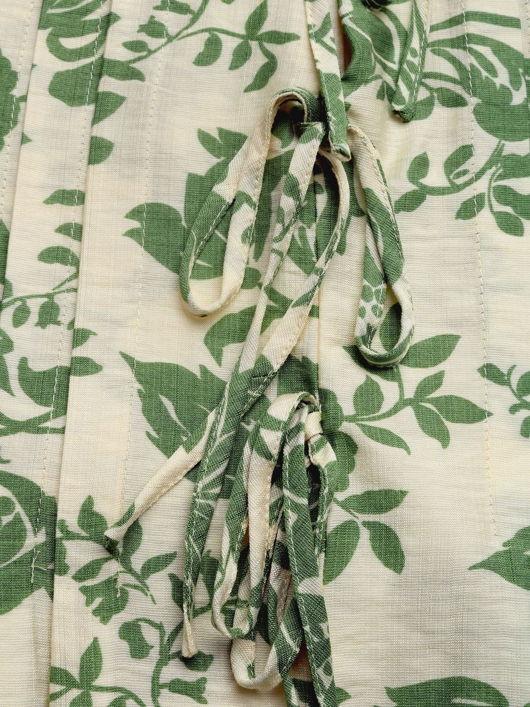 Floral Print Tie-Up Neck Cotton Top
