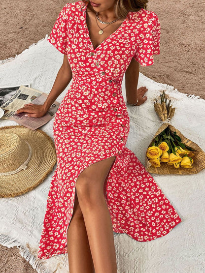 Floral Print A-Line Midi Dress