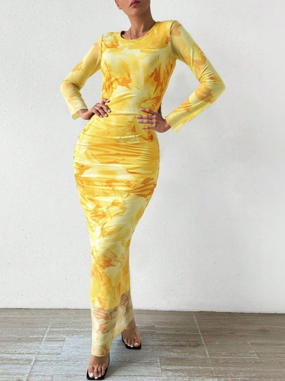 NOWI Floral Print Bodycon Maxi Dress