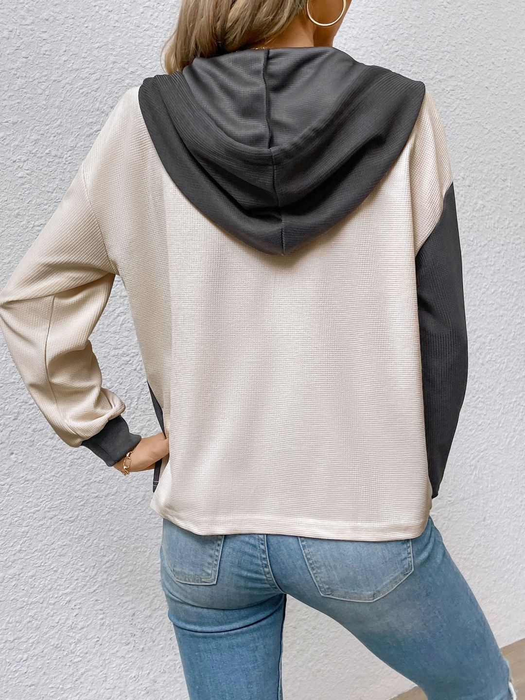 Women Colourblocked Hooded Sweatshirt