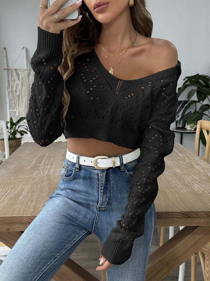 Women Boucle Crop Pullover