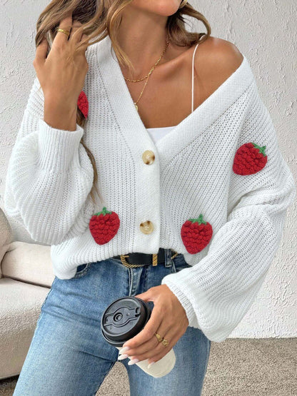 Women Crop Cardigan with Applique Detail