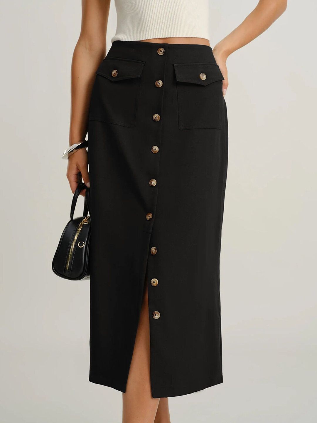 Midi Skirt with Front Split