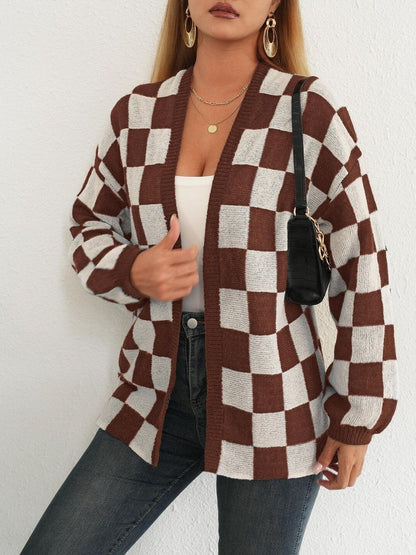 Women Checked Cardigan