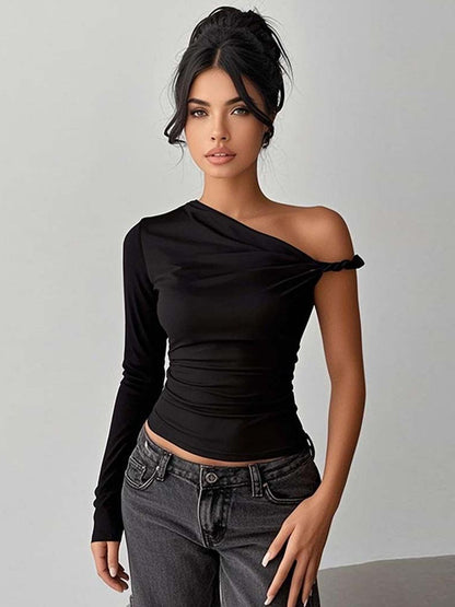 One Shoulder Top - Nowi Korean Fashion