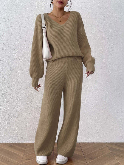 Brown Knitted Sweater with Trousers