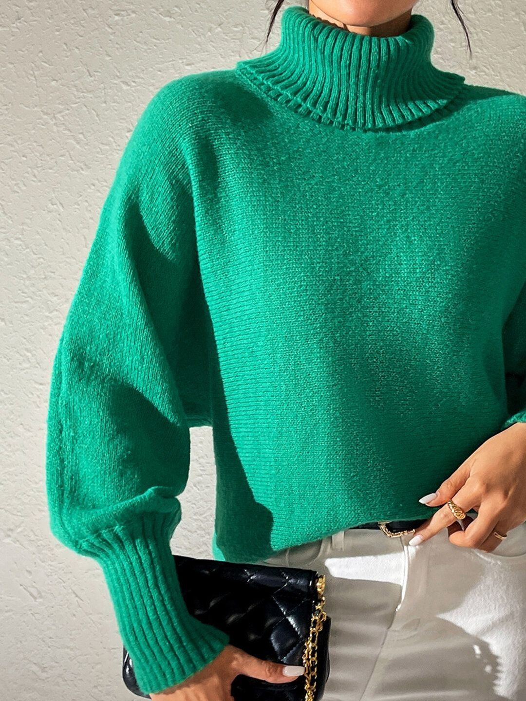 Pullover in Green acrylic Style 459 - Nowi Korean Fashion