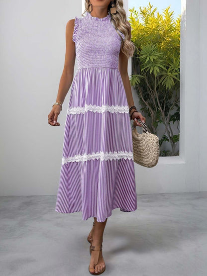 Striped A-Line Midi Dress