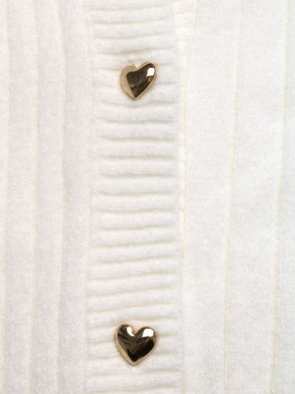 Women's White Ribbed Cardigan Blend