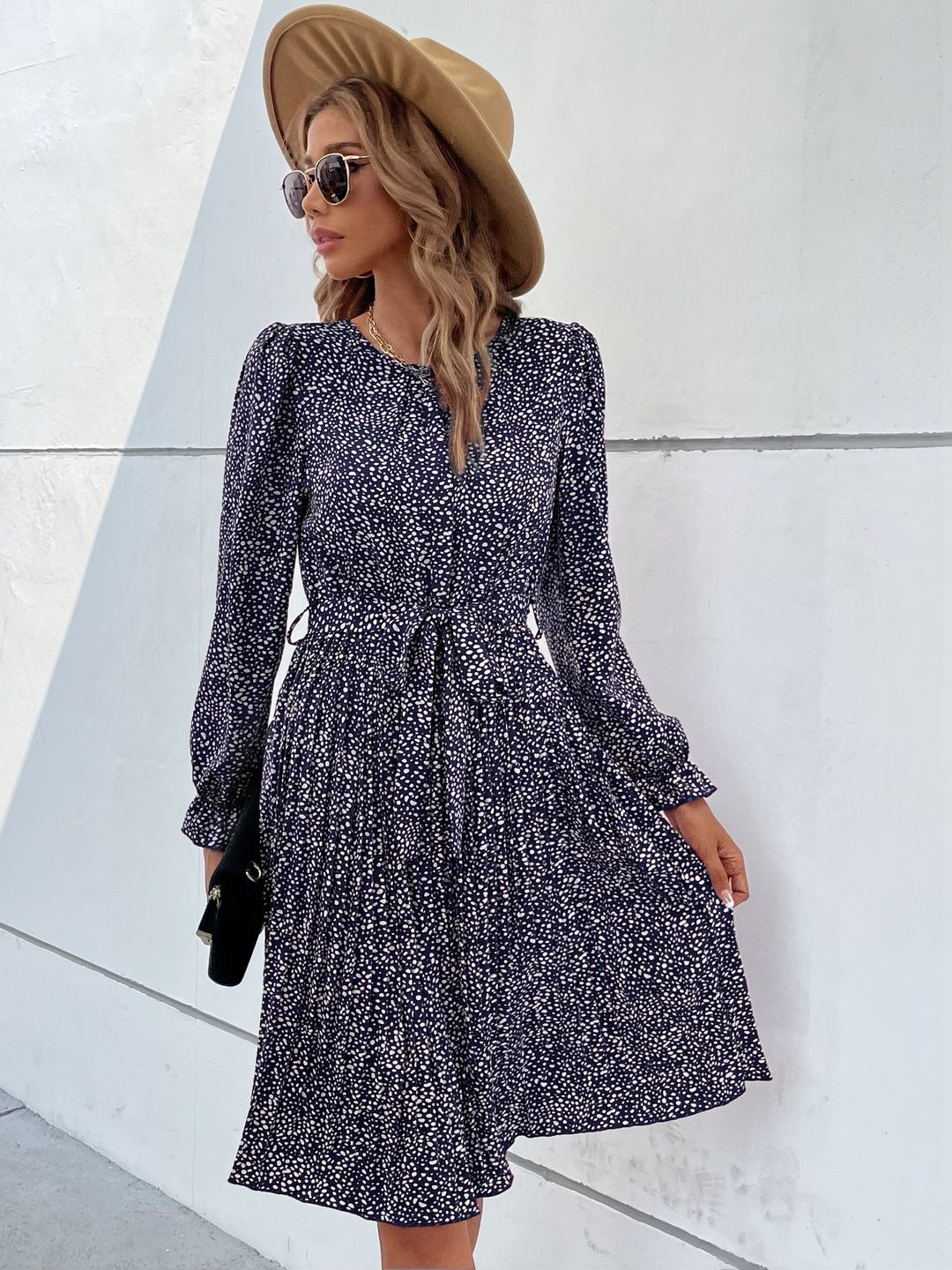 Women's Grey Nowi Print Fit & Flare Dress