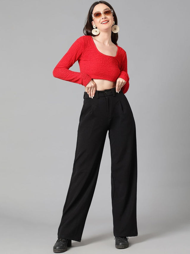 Women High-Rise Regular Fit Formal Trousers