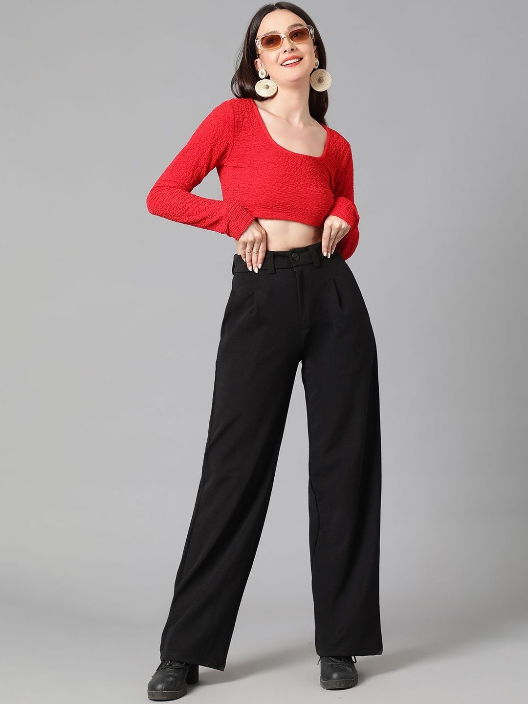 NOWI Women High-Rise Regular Fit Formal Trousers