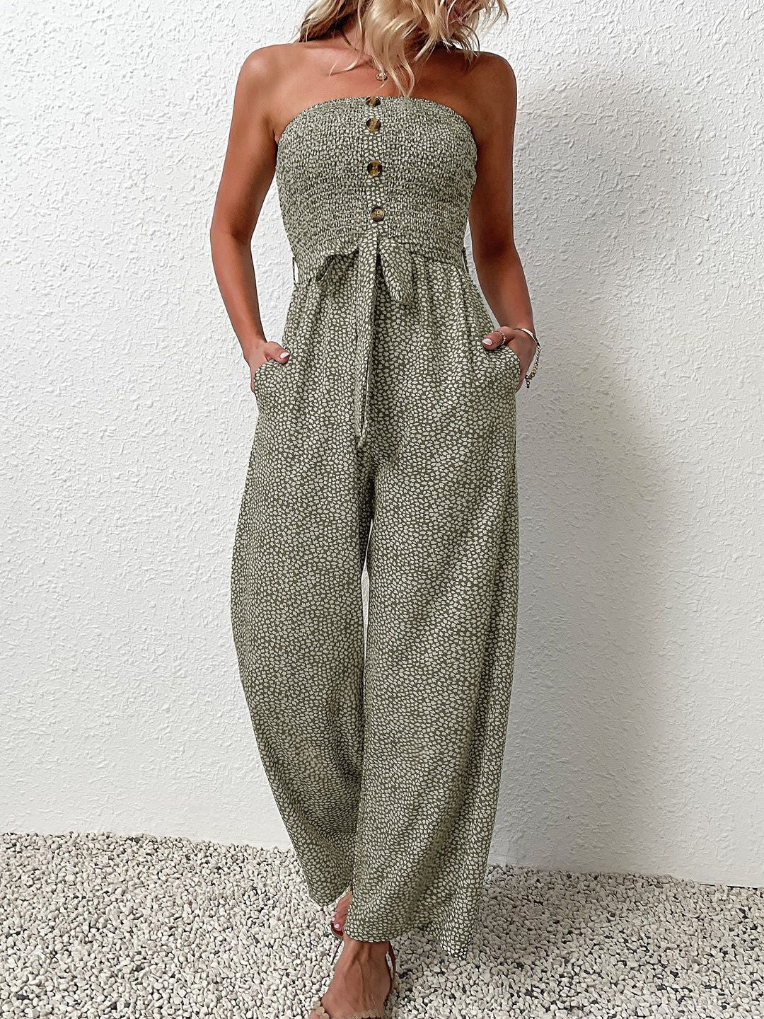 Strapless Printed Basic Jumpsuit