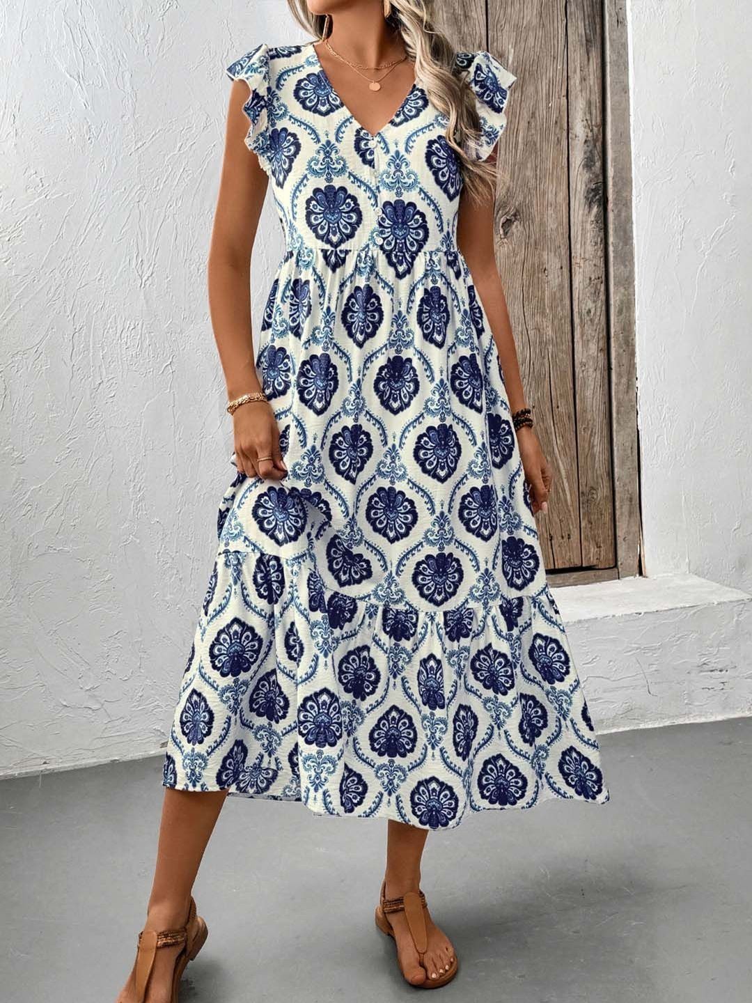 Floral Print Fit & Flare Midi Dress