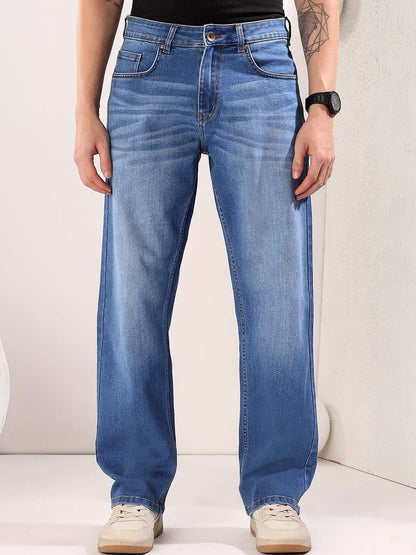 Men Straight Fit Mid-Rise Light Fade Jeans