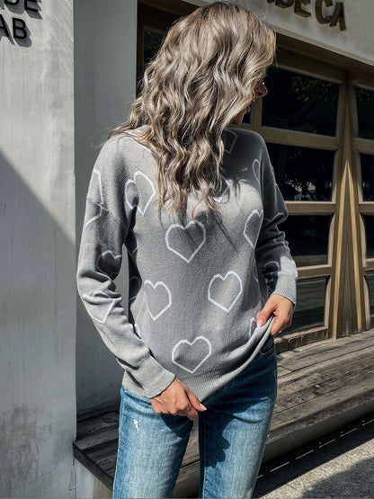 Women's Grey Printed Pullover Blend Regular Fit