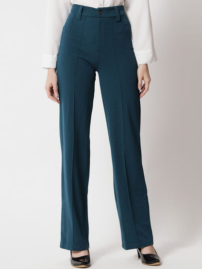 Women Regular Fit High-Rise Easy Wash Trousers