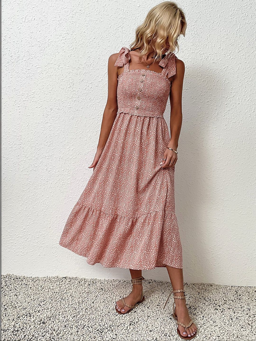 Floral Print A-Line Midi Dress