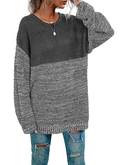 Women's Grey Colourblocked Pullover Blend Printed