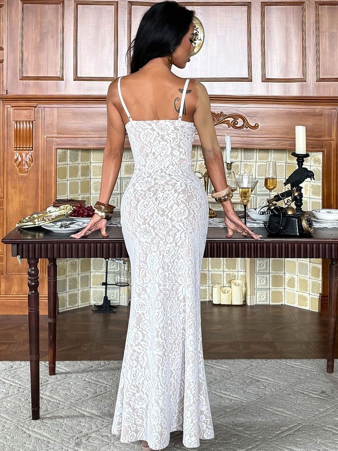 NOWI Embroidered Bodycon Maxi Dress