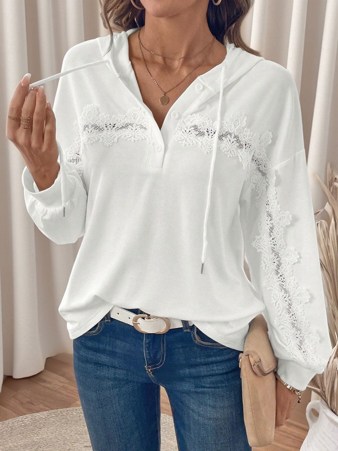 Women Embellished Hooded Sweatshirt