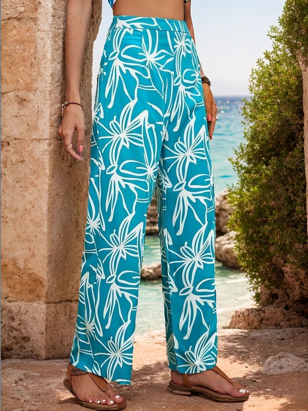 Women Floral Printed Non Iron Trousers